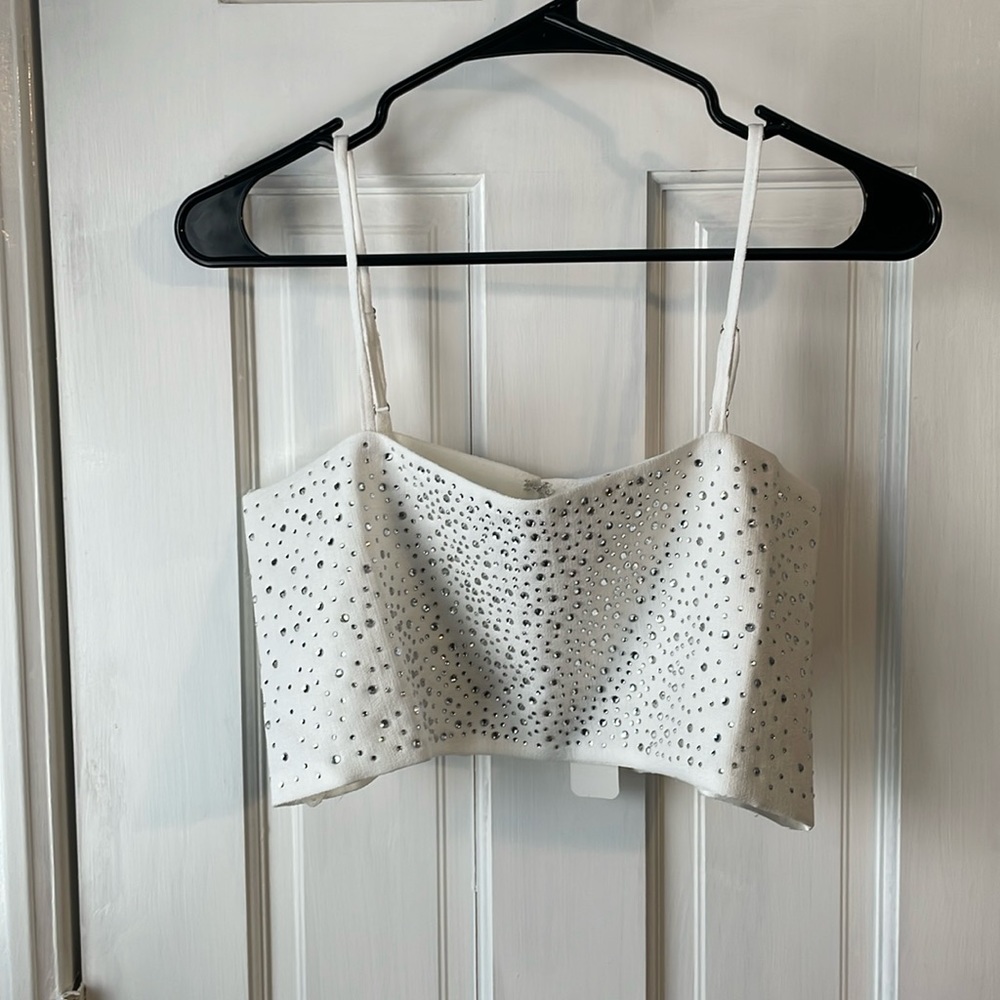 Pink Lily Rhinestone Crop Top